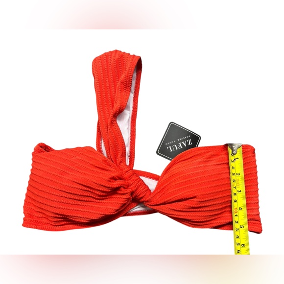 ZAFUL women’s red ribbed one shoulder bikini set size Medium NWT - Picture 6 of 7